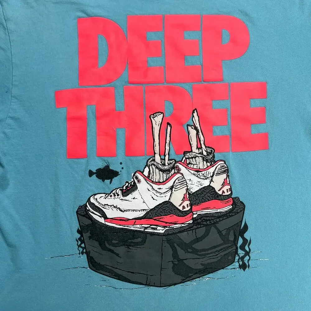 Air Jordan Deep Three Graphic T-Shirt Skeleton Underwater Sneakers Blue Pink
